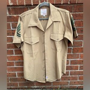USMC E7 Service Charlie Short Khaki Sleeved Button Up Shirt 15-15 1/2